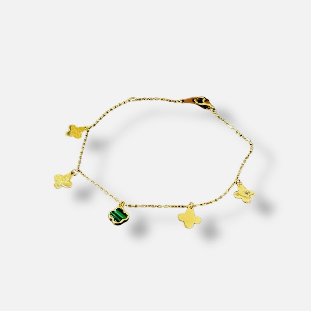 Rachel Zoe Malachite Clover Charm Bracelet